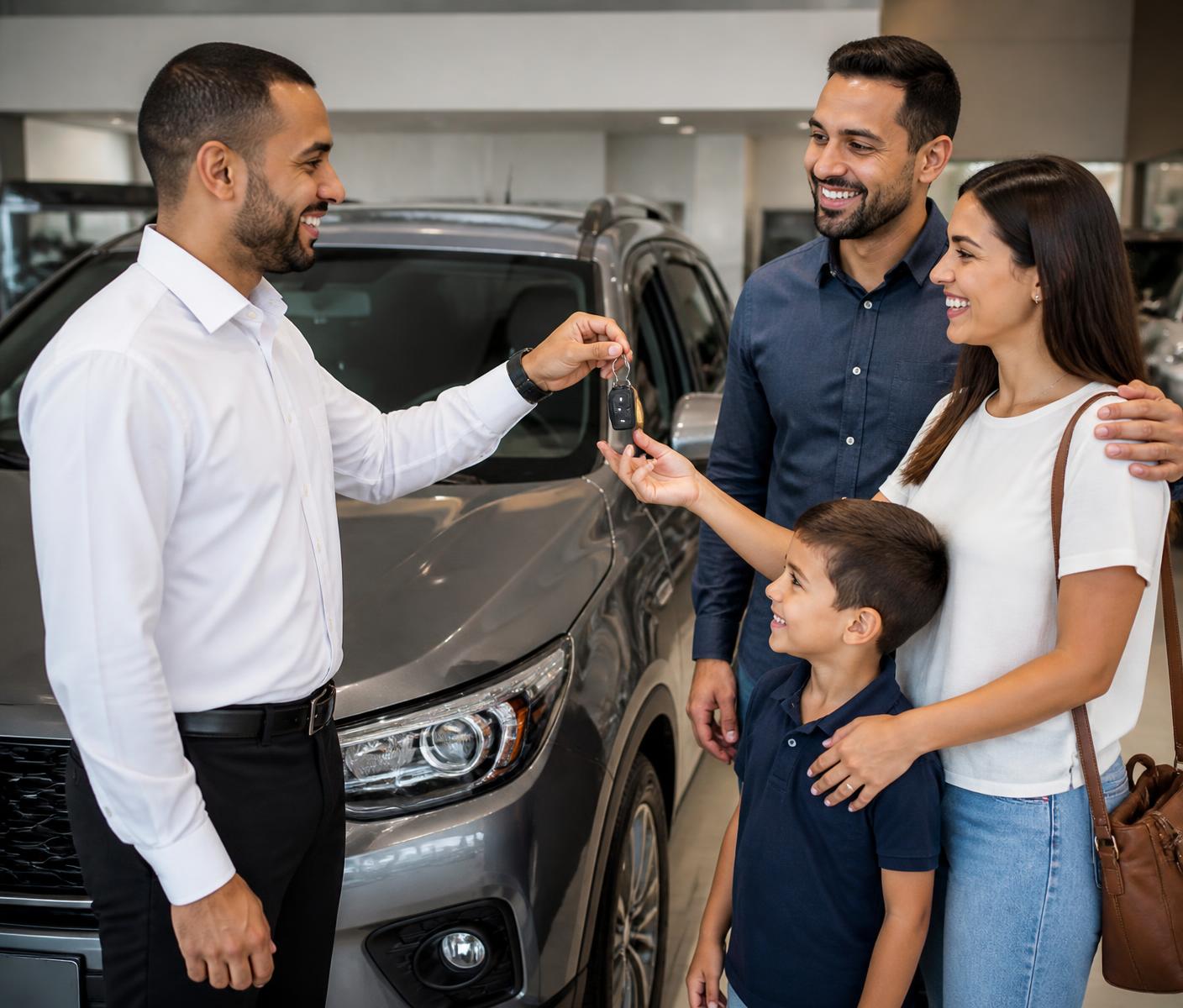 Equipe da Lógica Automóveis entregando as chaves a uma família em Goiana/PE